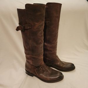 Dolce Vita Brown Leather Tall Shaft Pull on Boots 7.5.